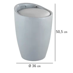 Wenko Hocker Candy Grey mit Wäschesack Badhocker mit abnehmbarem Wäschesammler