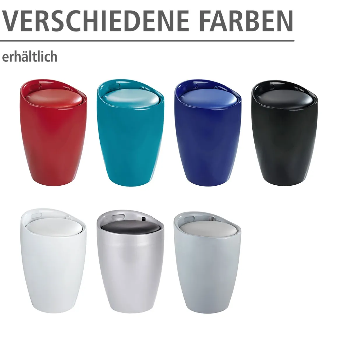 Wenko Hocker Candy Grey mit Wäschesack Badhocker mit abnehmbarem Wäschesammler