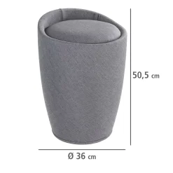 Wenko Hocker Candy Grey Leinenoptik mit Wäschesack Badhocker mit abnehmbarem Wäschesammler