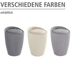 Wenko Hocker Candy Grey Leinenoptik mit Wäschesack Badhocker mit abnehmbarem Wäschesammler