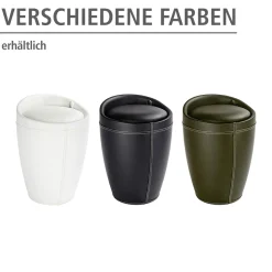 Wenko Hocker Candy White in Lederoptik mit Wäschesack Badhocker mit abnehmbarem Wäschesammler