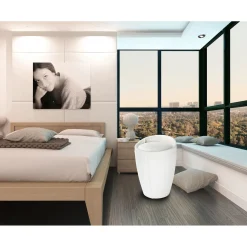 Wenko Hocker Candy White in Lederoptik mit Wäschesack Badhocker mit abnehmbarem Wäschesammler