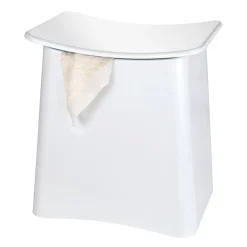 Wenko 2in1 Hocker Wing Weiß Badhocker mit herausnehmbarem Wäschesack