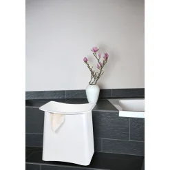 Wenko 2in1 Hocker Wing Weiß Badhocker mit herausnehmbarem Wäschesack