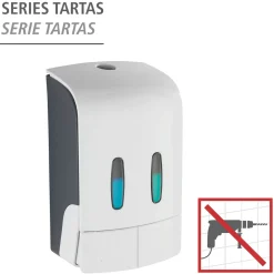 Wenko 2-Kammer Desinfektionsmittel- und Seifenspender Tartas Weiß Seifen-Dosierer und Desinfektionsspender Füllmenge je Kammer 480 ml