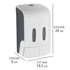 Wenko 2-Kammer Desinfektionsmittel- und Seifenspender Tartas Weiß Seifen-Dosierer und Desinfektionsspender Füllmenge je Kammer 480 ml