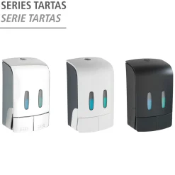 Wenko 2-Kammer Desinfektionsmittel- und Seifenspender Tartas Weiß Seifen-Dosierer und Desinfektionsspender Füllmenge je Kammer 480 ml