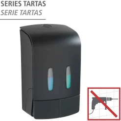 Wenko 2-Kammer Desinfektionsmittel- und Seifenspender Tartas Schwarz Seifen-Dosierer und Desinfektionsspender Füllmenge je Kammer 480 ml