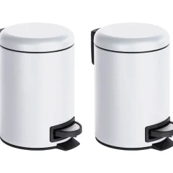 Wenko Kosmetik Treteimer Leman Weiß 3 L 2er Set Kosmetikeimer Mülleimer