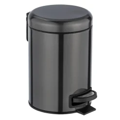 Wenko Kosmetik Treteimer Leman Metallic-Schwarz 3 L Edelstahl
