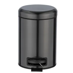 Wenko Kosmetik Treteimer Leman Metallic-Schwarz 3 L Edelstahl
