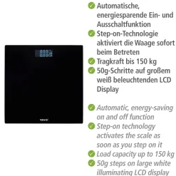 Wenko Personenwaage LCD Schwarz digitale Körperwaage mit LCD-Display