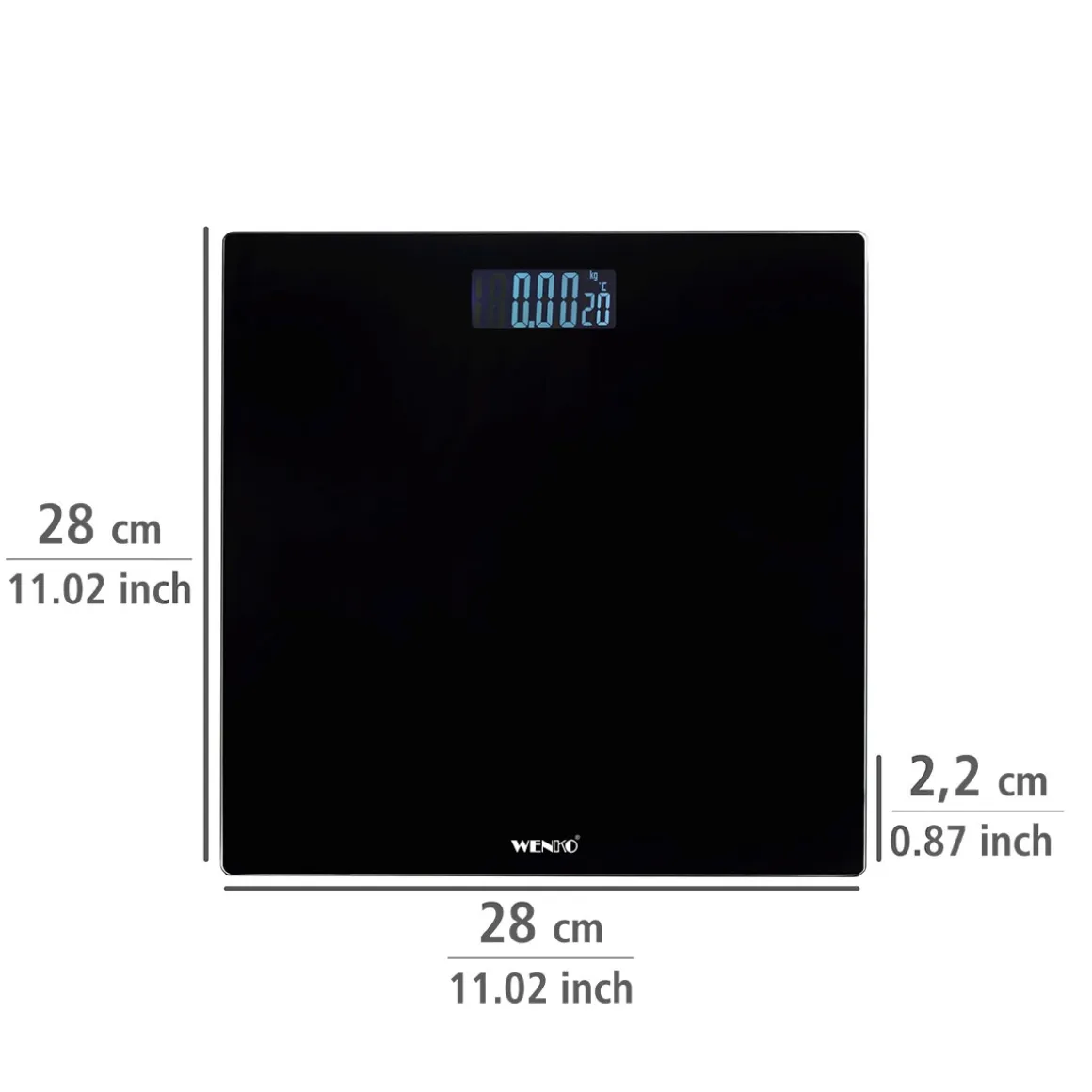 Wenko Personenwaage LCD Schwarz digitale Körperwaage mit LCD-Display