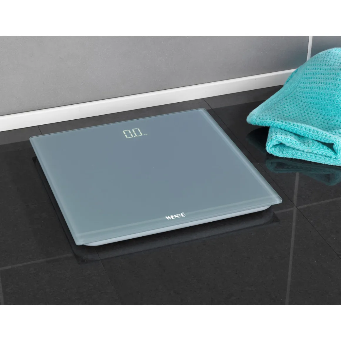 Wenko Personenwaage LED Grau digitale Körperwaage mit LED-Display
