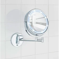 Wenko Power-Loc LED Wandspiegel Lumi 5-fach Vergrößerung Befestigen ohne bohren