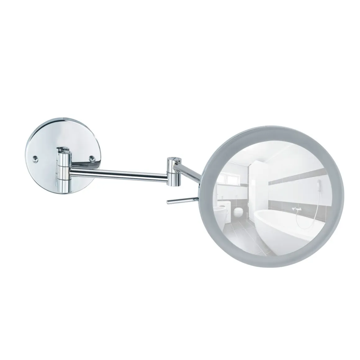 Wenko Power-Loc LED Wandspiegel Aura Befestigen ohne bohren mit hochwertigem Acrylrahmen