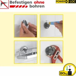 Wenko Power-Loc LED Wandspiegel Aura Befestigen ohne bohren mit hochwertigem Acrylrahmen