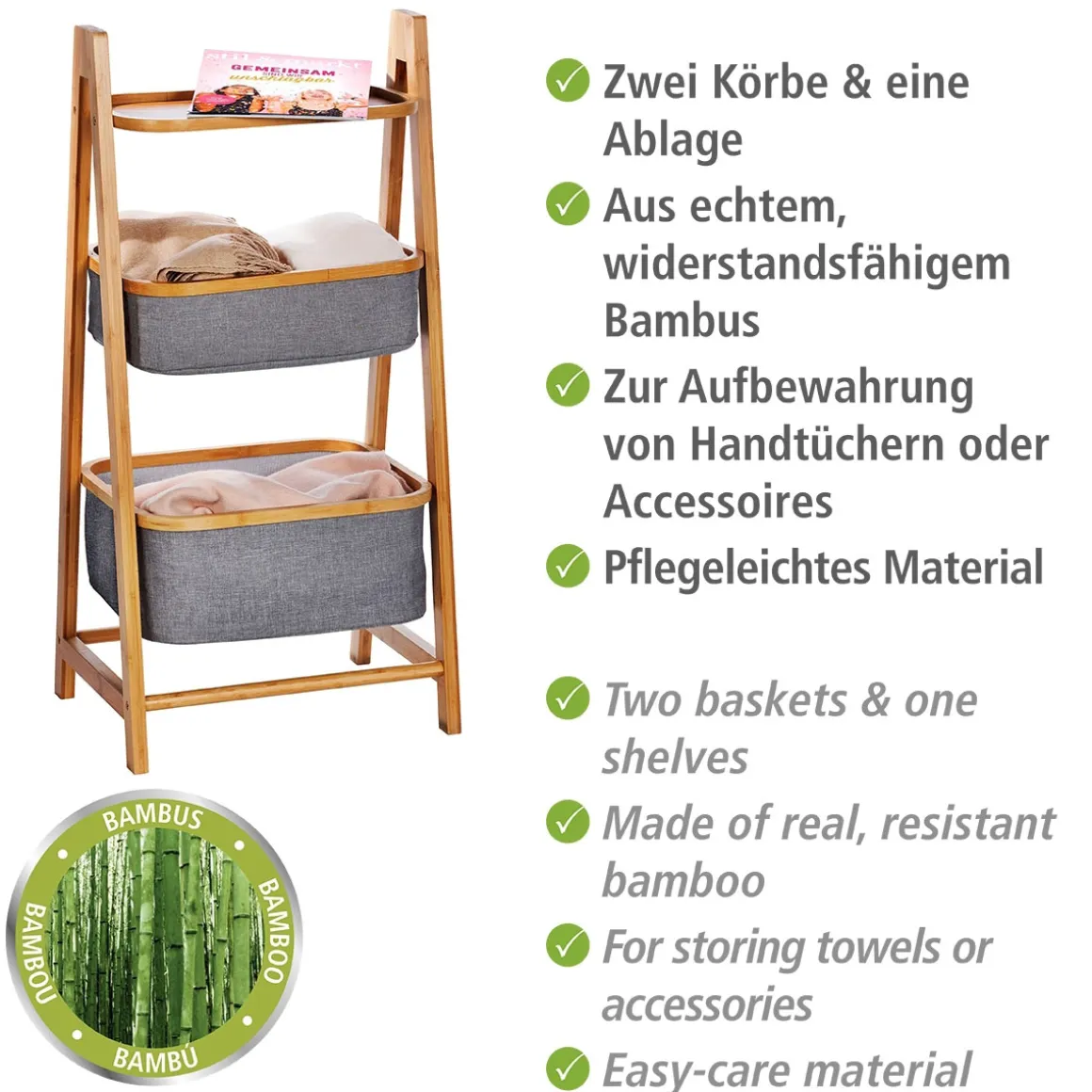Wenko Regal Bahari aus Bambus mit 2 Körben Bambus