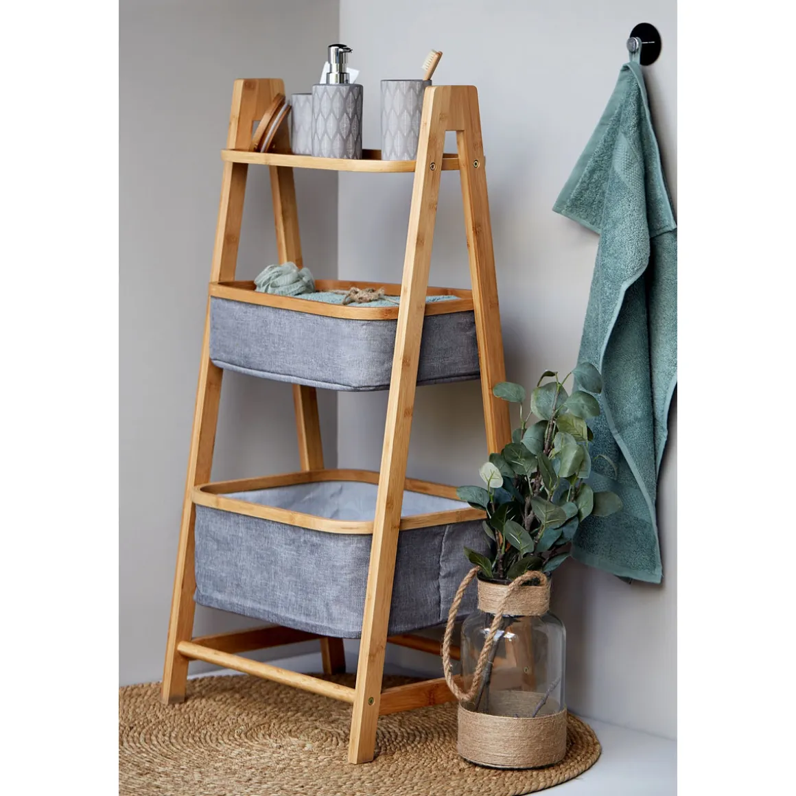 Wenko Regal Bahari aus Bambus mit 2 Körben Bambus