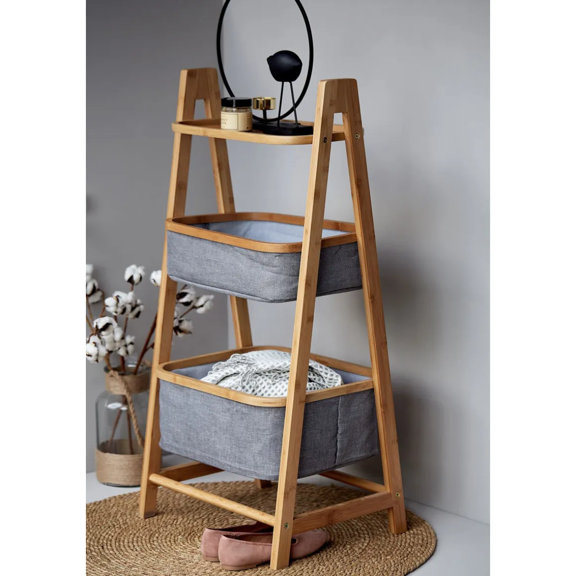 Wenko Regal Bahari aus Bambus mit 2 Körben Bambus