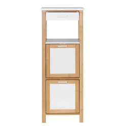 Wenko Regal Finja aus Bambus mit 2 Ablagen 2 Fächern und Schublade 34 x 89 x 30 cm