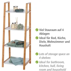 Wenko Regal Finja aus Bambus mit 4 Etagen 43 x 112 x 36 cm