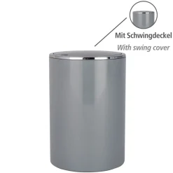 Wenko Schwingdeckeleimer Inca Grey hochwertiger Kunststoff 5 L