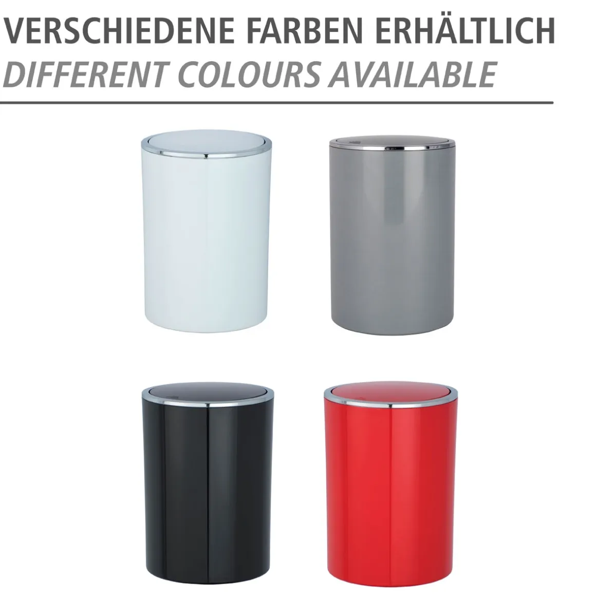 Wenko Schwingdeckeleimer Inca Grey hochwertiger Kunststoff 5 L