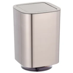 Wenko Schwingdeckeleimer Auron Silber Kosmetikeimer mit Schwingdeckel 5,5 l