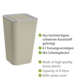 Wenko Schwingdeckeleimer Candy Taupe 6 L