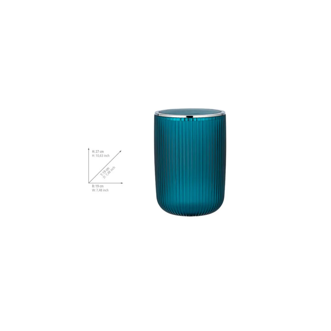 Wenko Schwingdeckeleimer Agropoli L Petrol Kosmetikeimer mit Schwingdeckel 5,5 l