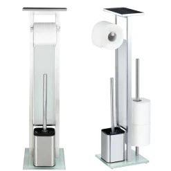 Wenko Stand WC-Garnitur Debar mit Ablage Edelstahl rostfrei