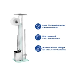 Wenko Stand WC-Garnitur Debar mit Ablage Edelstahl rostfrei