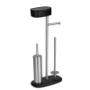 Wenko Stand WC-Garnitur mit Box Rivazza Schwarz integrierter Toilettenpapierhalter Ersatzrollenhalter und WC-Bürstenhalter mit Ablagebox