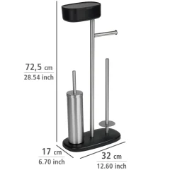 Wenko Stand WC-Garnitur mit Box Rivazza Schwarz integrierter Toilettenpapierhalter Ersatzrollenhalter und WC-Bürstenhalter mit Ablagebox