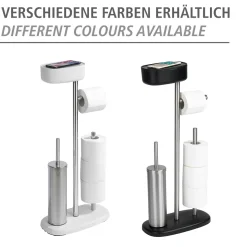 Wenko Stand WC-Garnitur mit Box Rivazza Schwarz integrierter Toilettenpapierhalter Ersatzrollenhalter und WC-Bürstenhalter mit Ablagebox