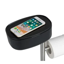 Wenko Stand WC-Garnitur mit Box Rivazza Schwarz integrierter Toilettenpapierhalter Ersatzrollenhalter und WC-Bürstenhalter mit Ablagebox