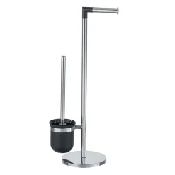 Wenko Stand WC-Garnitur Parus Edelstahl glänzend 2in1 Kombination aus glänzendem Edelstahl