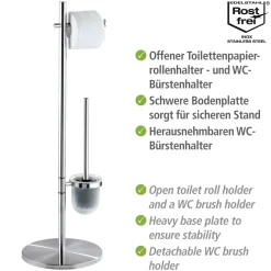 Wenko Stand WC-Garnitur Pieno Edelstahl rostfrei