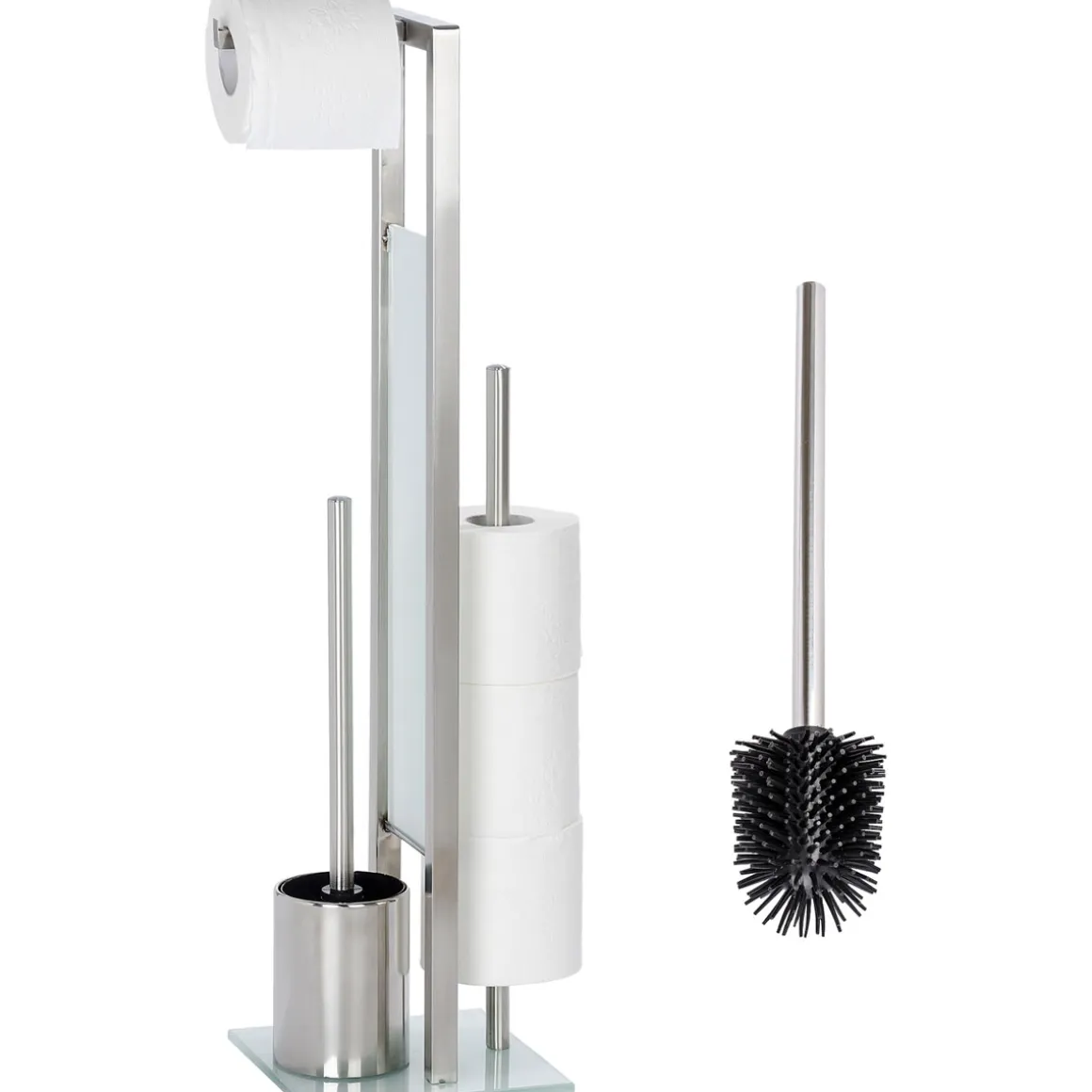 Wenko Stand WC-Garnitur Rivalta Edelstahl Matt inklusive Ersatzbürste rostfrei