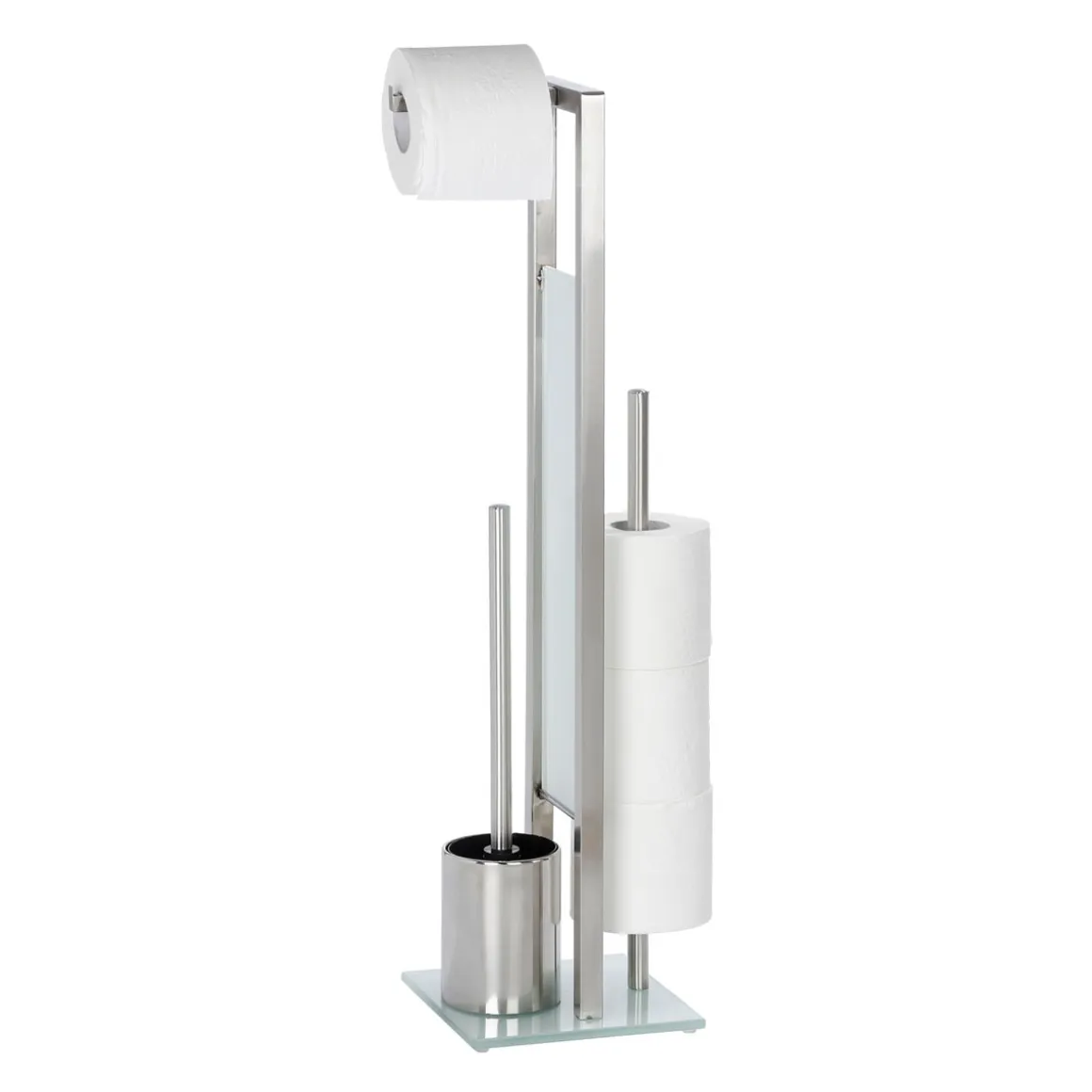 Wenko Stand WC-Garnitur Rivalta Edelstahl Matt inklusive Ersatzbürste rostfrei