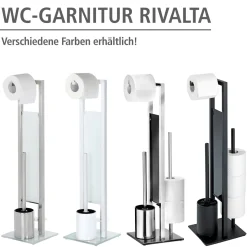 Wenko Stand WC-Garnitur Rivalta Weiß integrierter Toilettenpapierhalter und WC-Bürstenhalter