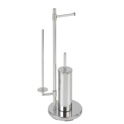Wenko Stand WC-Garnitur Universalo Neo Edelstahl integrierter Toilettenpapierhalter und WC-Bürstenhalter rostfrei
