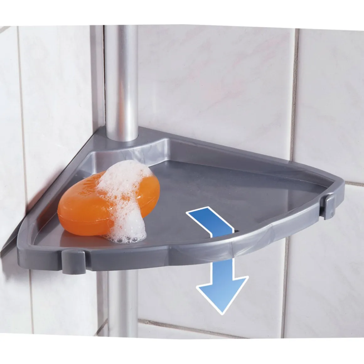 Wenko Teleskop Duschecke Easy Silber mit 4 Ablagen