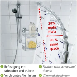 Wenko Teleskop-Badewannenstange bogenförmig Chrom 110 - 200 cm