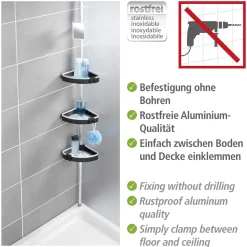 Wenko Teleskop-Duschecke Wave mit 3 Ablagen und Spiegel