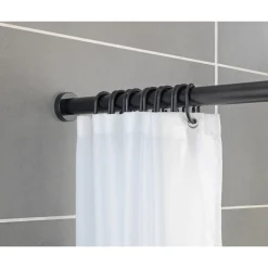 Wenko Teleskop-Duschstange Luz 110 - 185 cm Schwarz Ausziehbare Duschvorhangstange aus rostfreiem Aluminium