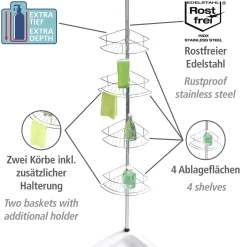 Wenko Teleskop-Eckregal Dolcedo Edelstahl rostfrei