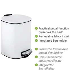 Wenko Treteimer Alassio Weiß 5 L Easy-Close Absenkautomtik