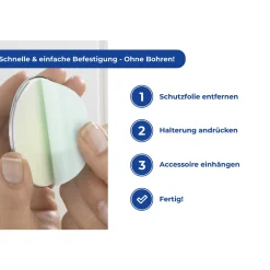 Wenko Turbo-Loc Antibeschlagspiegel Edelstahl Befestigen ohne bohren